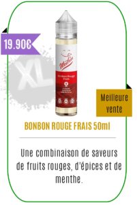 Eliquide mentholé 50ml Bonbon Rouges Frais -Machin-