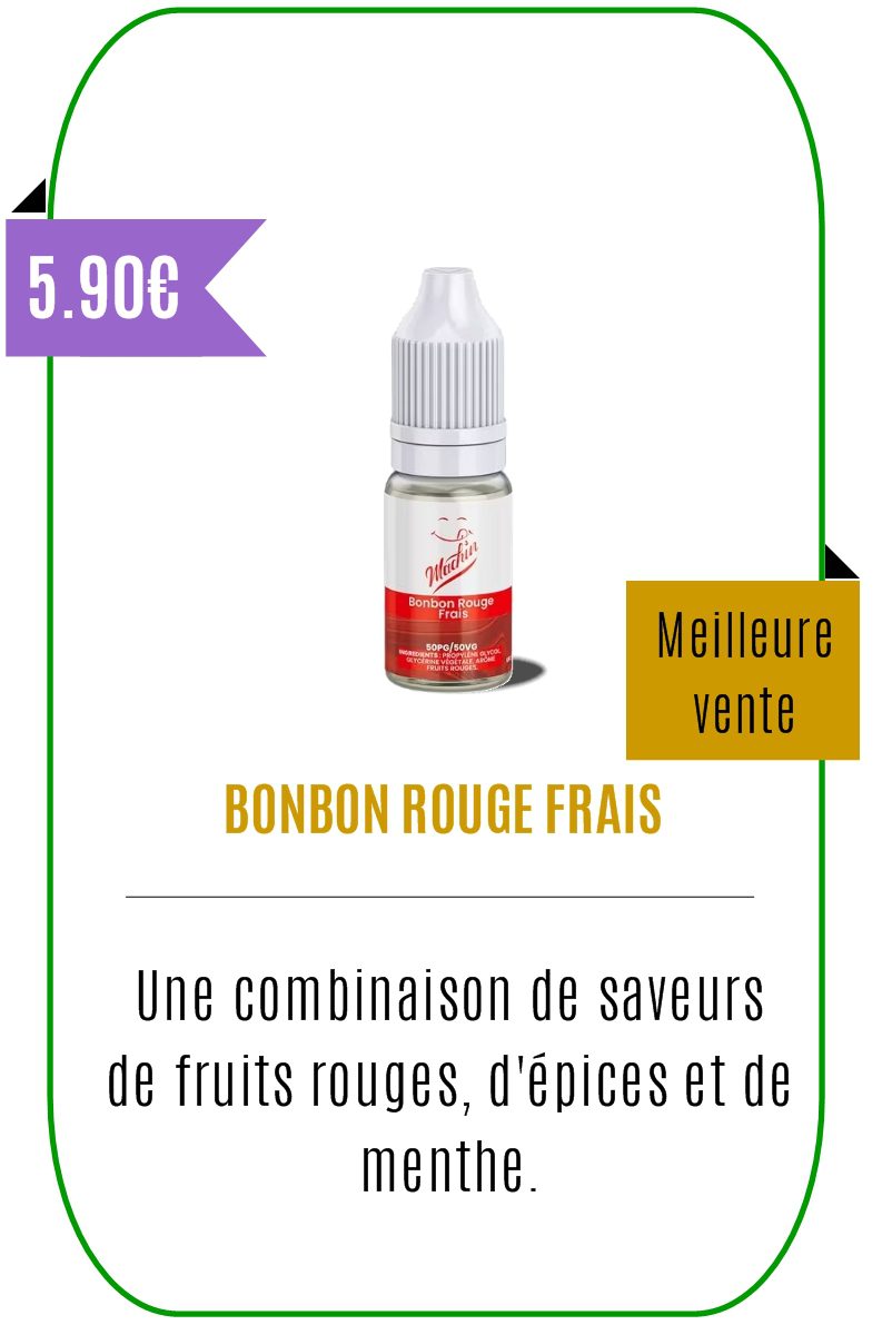 Eliquide mentholé Bonbon Rouge Frais 10ml -Machin-