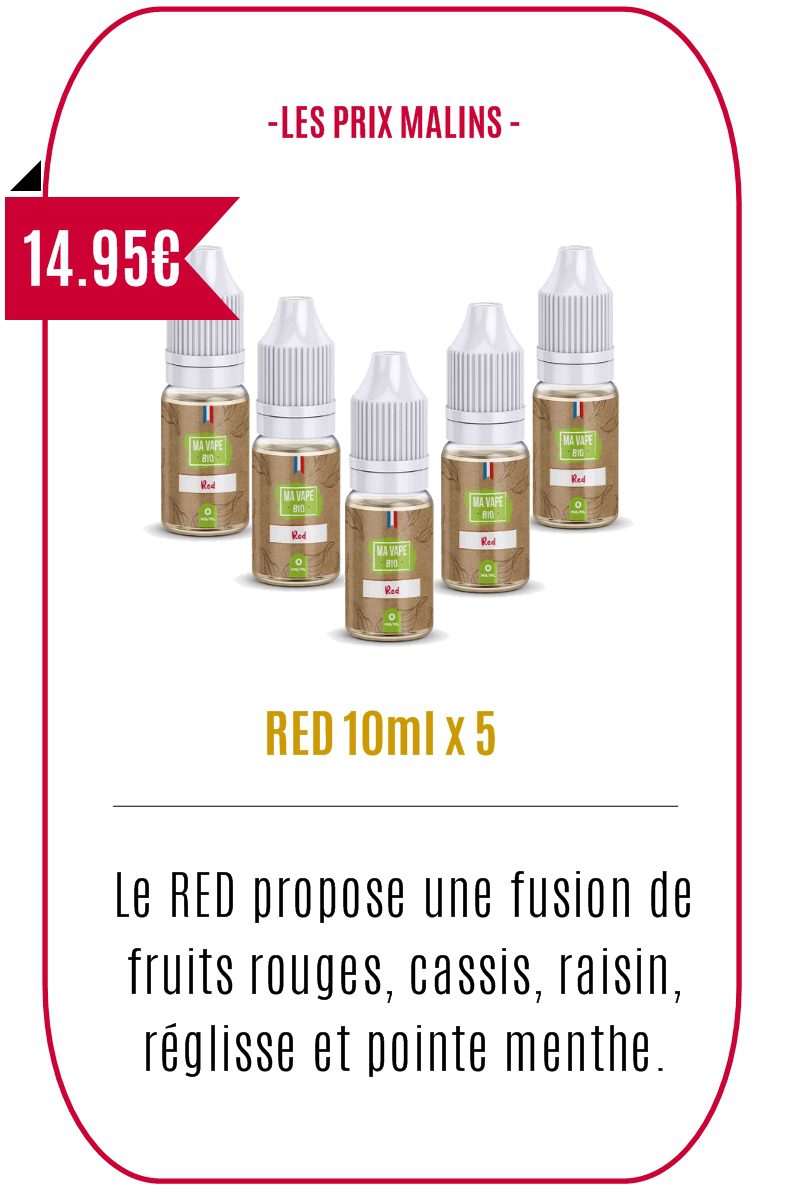 eliquide pas cher fruité RED - MA VAPE BIO- Lot de 5 flacons