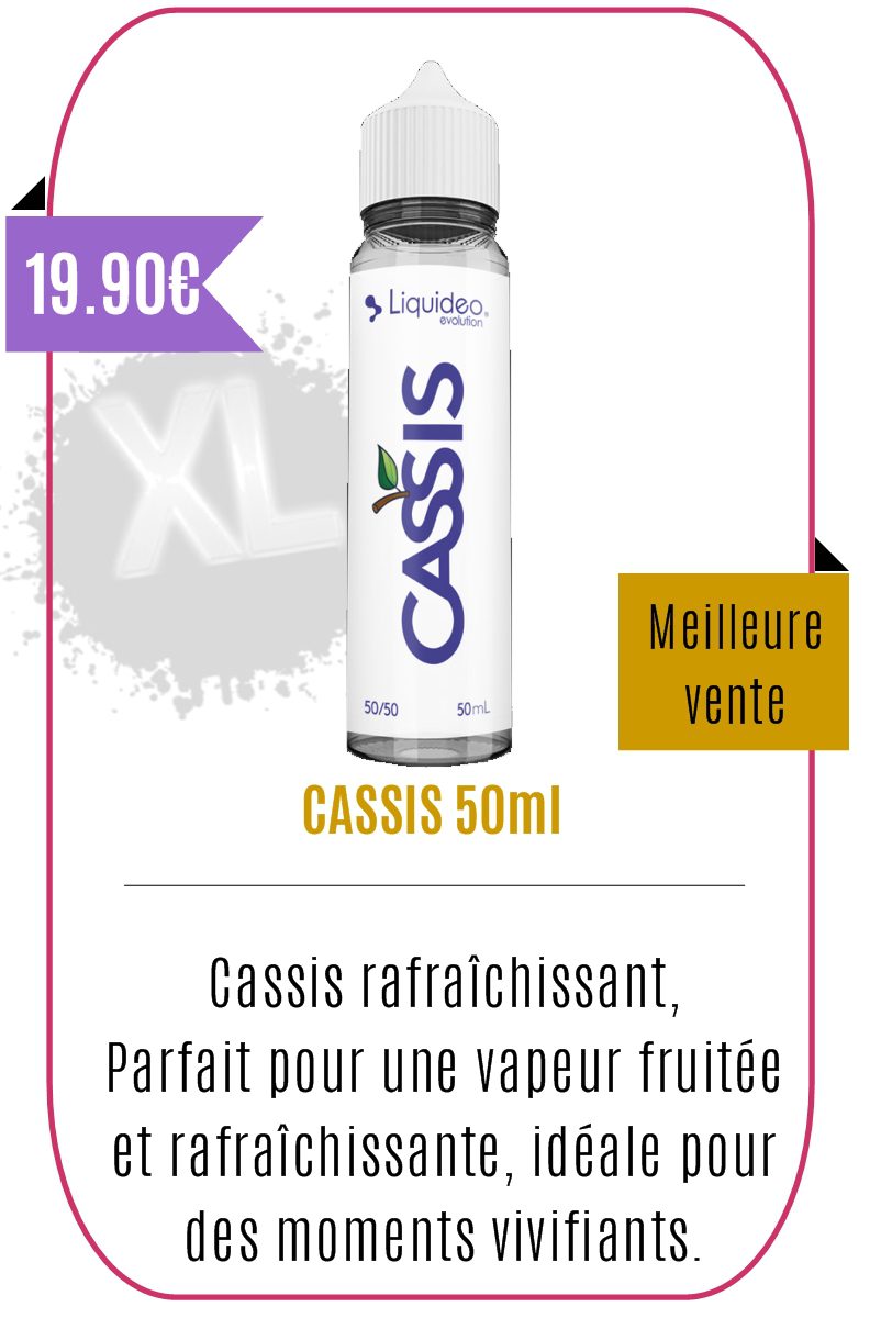 eliquide 50ml Fruité Cassis -Liquideo-