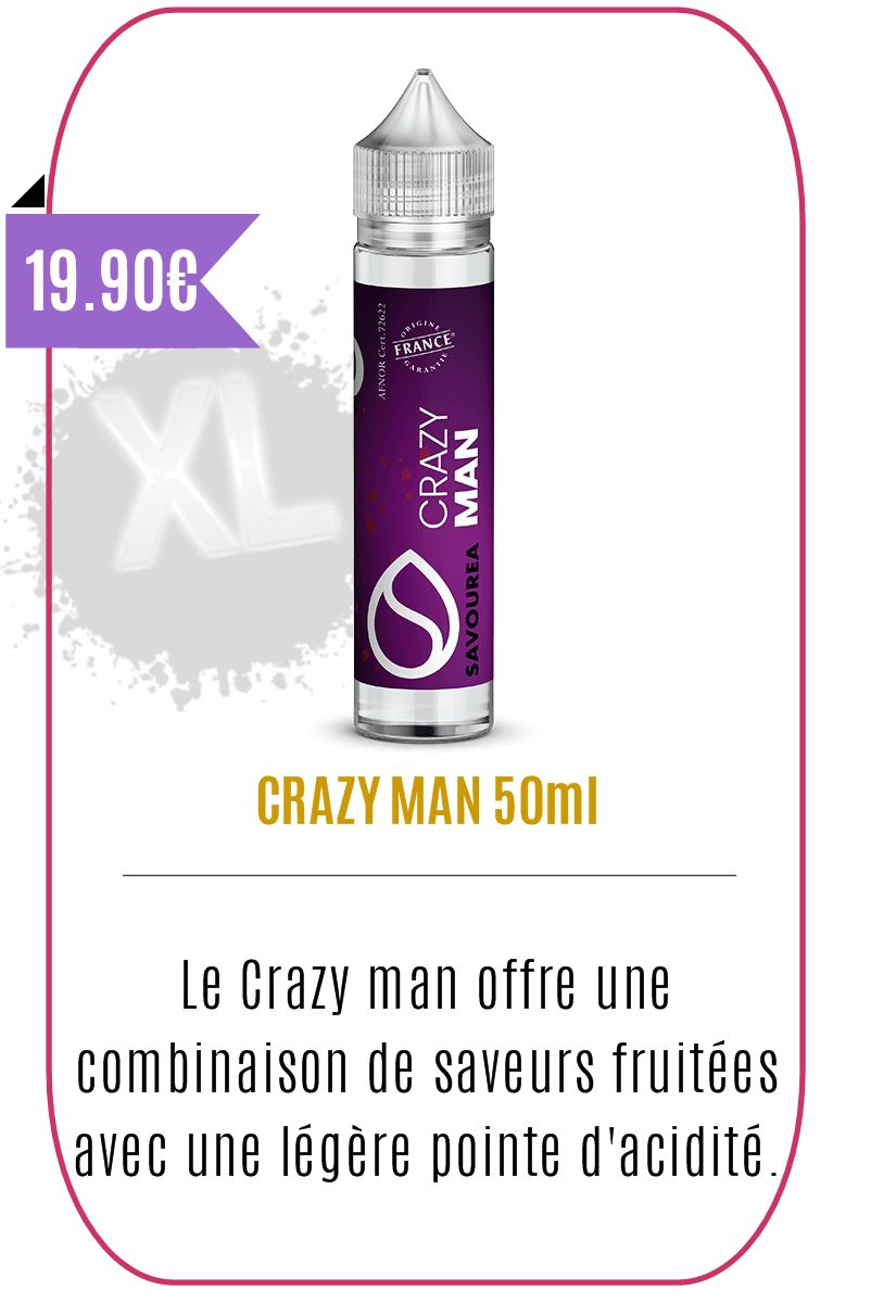 eliquide 50ml Fruité Crazy Man -Savourea-