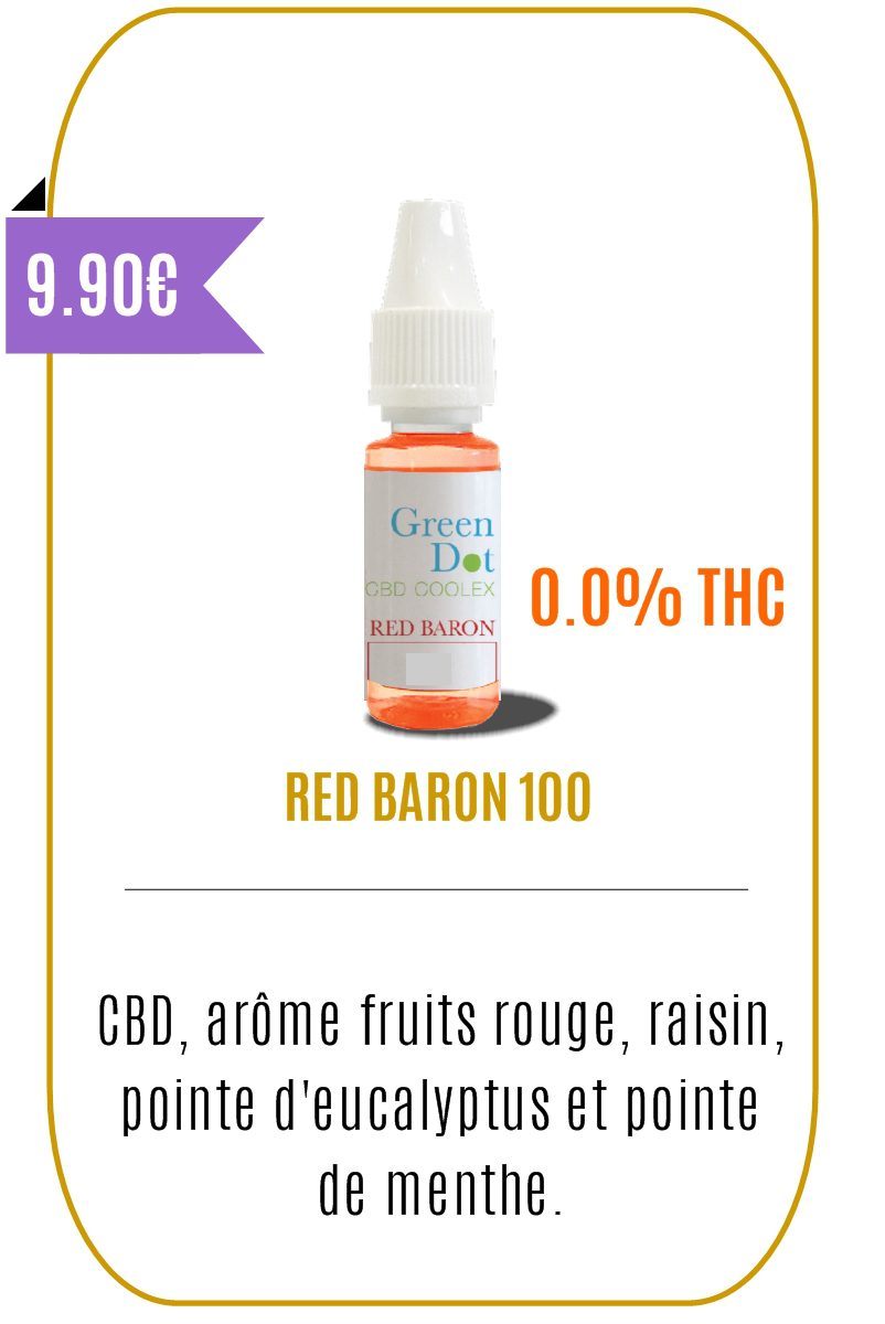 E-liquide CBD Fruité Red Baron 10 ml 100mg – GREEN DOT-