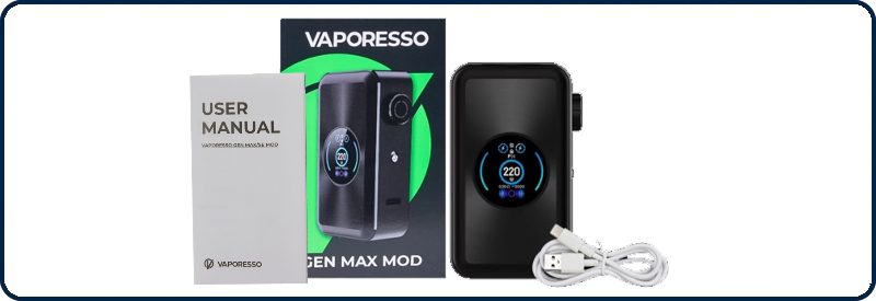 Contenu de la ecigarette box - GEN MAX MOD - VAPORESSO - Mouvaux