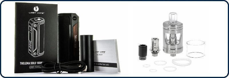 Contenue du KIT - THELEMA SOLO 100W -LOSTE VAPE - + ATOMISEUR ZLIDE D24 - INNOKIN - Exclusivité YZY MOUVAUX - ONCLE VAPE