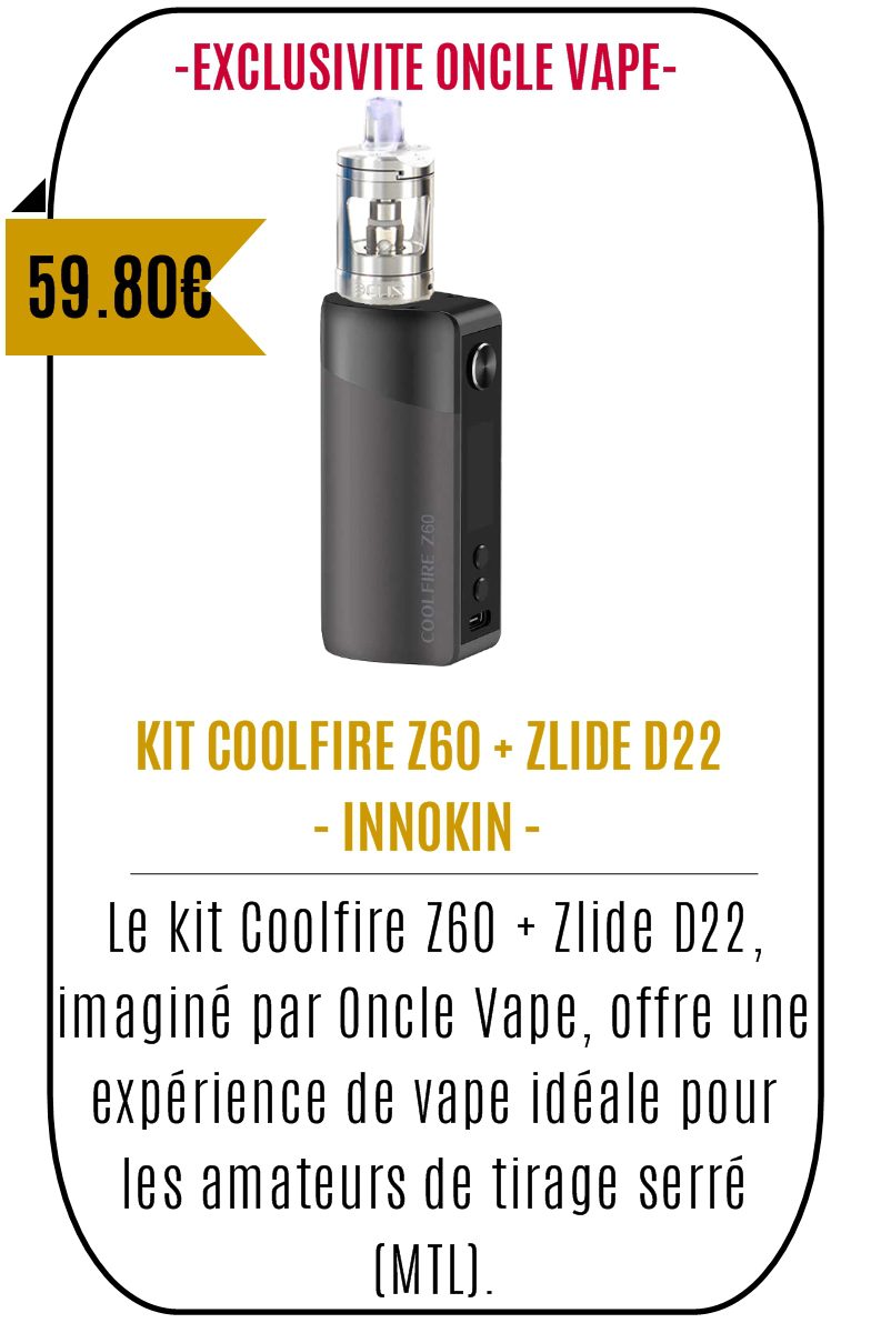 Ecigarette KIT COOLFIRE Z60 + ZLIDE d22 - INNOKIN - Mouvaux -