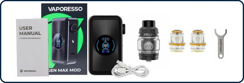 Ecigarette contenue du KIT - GEN MAX MOD - VAPORESSO + ZEUS SUBOHM - GEEK VAPE - Mouvaux