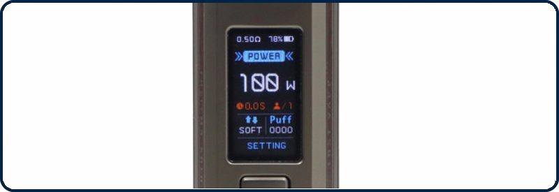 Ecran de la Ecigarette KIT - THELEMA SOLO 100W -LOSTE VAPE - + ATOMISEUR ZLIDE D24 - INNOKIN - Exclusivité YZY MOUVAUX - ONCLE VAPE