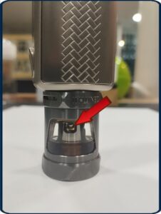 ecigarette placée tete en bas pour éviter les fuites