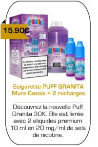 Ecigarette Puff Granita Mure Cassis - Alfaliquid -Mouvaux -