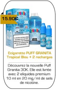 Ecigarette Puff Granita Tropical bleu - Alfaliquid -Mouvaux -